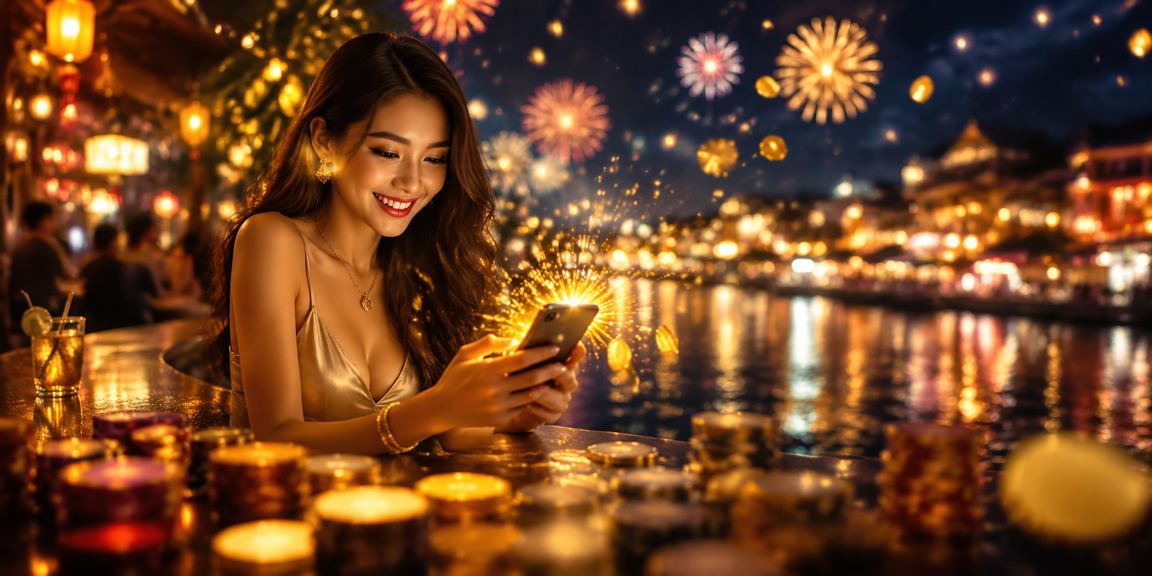 Người chơi sử dụng thiết bị di động truy cập chep550 tại chợ đêm Phú Quốc